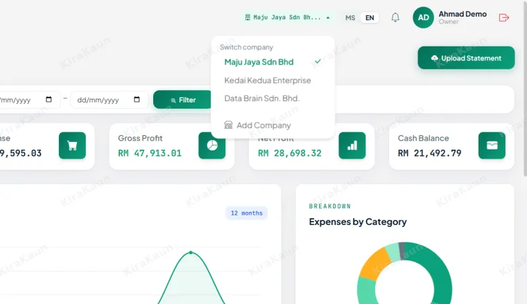 Tukar Syarikat (Multi-Company)